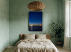 Sydney Harbour Blue Hour coastal canvas print on the wall of a bedroom