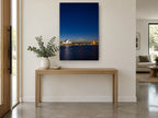 Sydney Harbour Blue Hour coastal canvas print on the wall of a entry hall