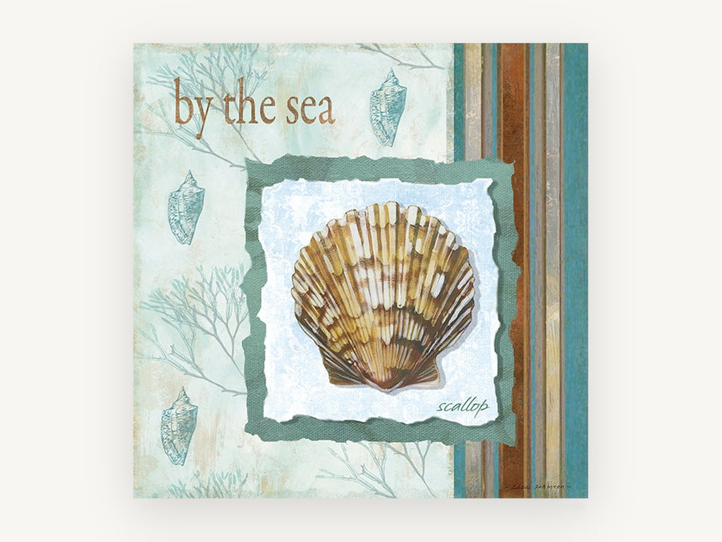 Scallop By The Sea, coastal canvas wall art print, front view