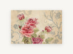 Rose Garden Damask, floral canvas wall art print, front view