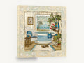 Sea Breeze Bathroom, coastal bathroom window seascape illustration, coastal canvas wall art print ready to hang
