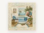 Sea Breeze Bathroom, coastal canvas wall art print, front view