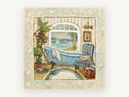 Seaside Bathroom Window, coastal canvas wall art print, front view