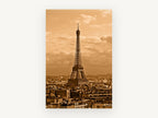 Sepia Paris Rooftops, eiffel tower sepia photograph paris, city canvas wall art print, front view