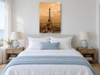 Sepia Paris Rooftops city canvas print on the wall of a bedroom