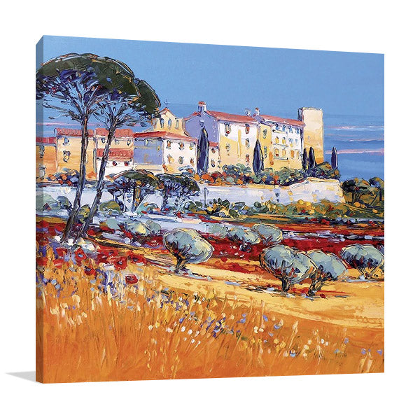 Mountain Village Pastures Wall Art Print