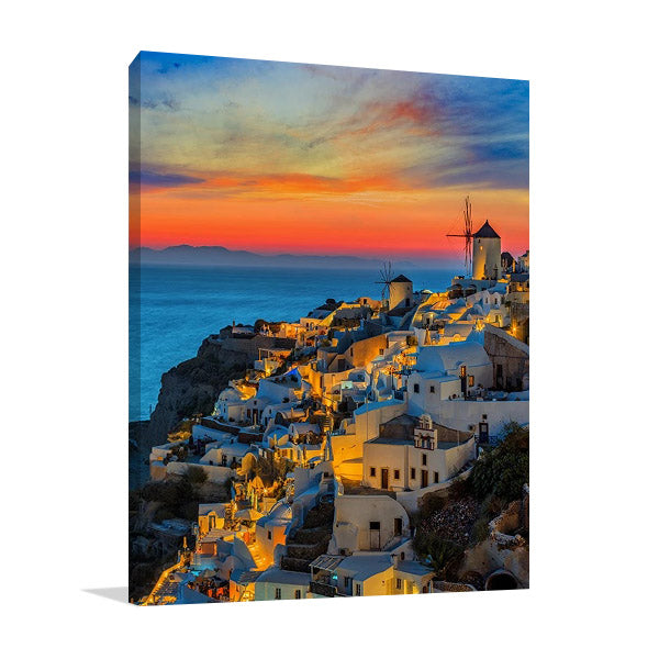 Santorini Oia Village Wall Art Print