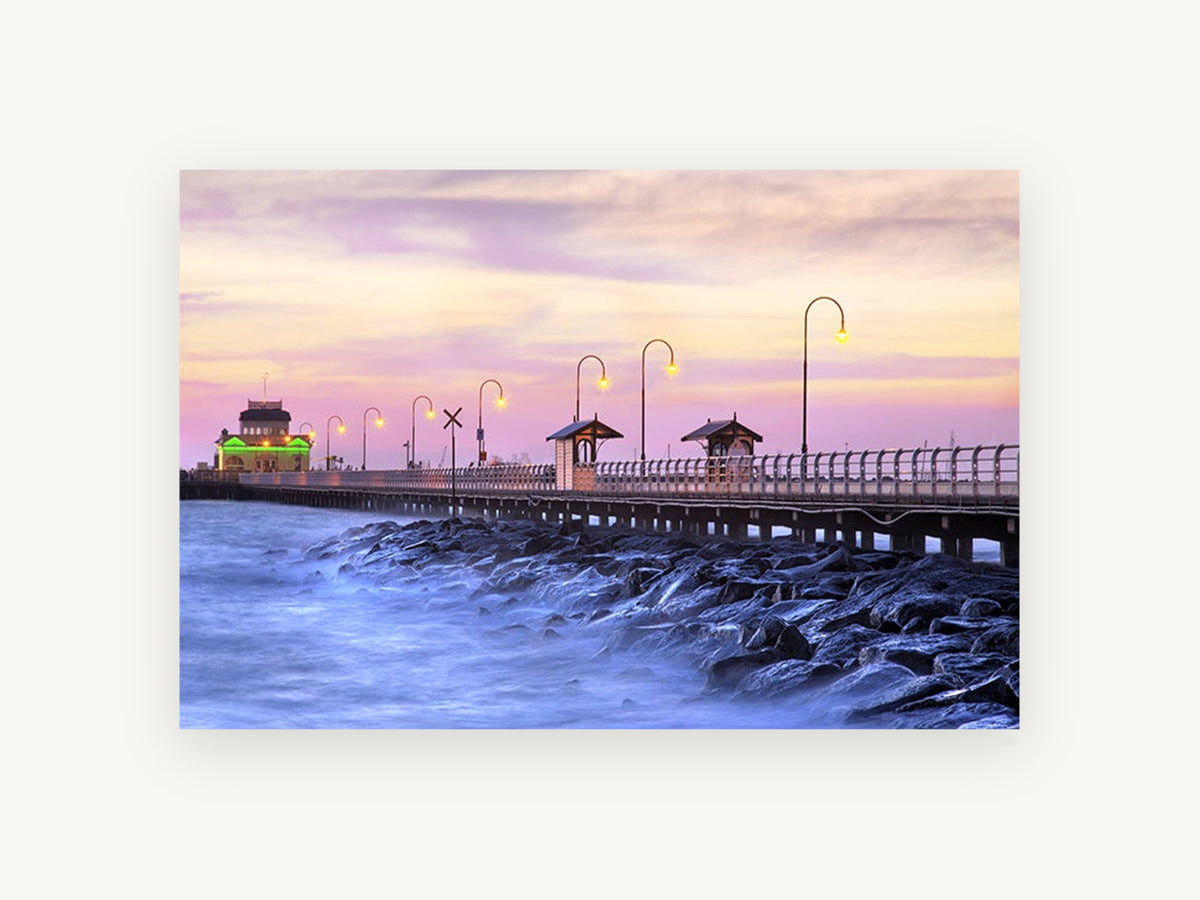 St Kilda Pier Twilight, coastal canvas wall art print, front view