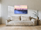 St Kilda Pier Twilight coastal canvas print on the wall of a living room