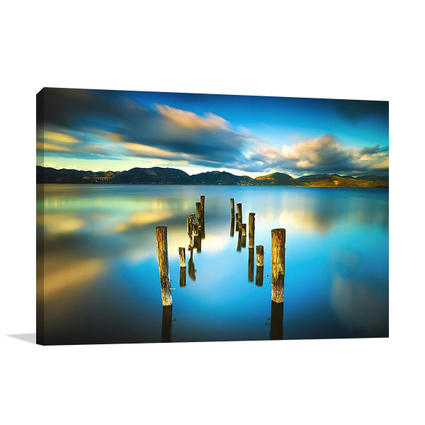 Blue Lake Sunset Wall Art Print