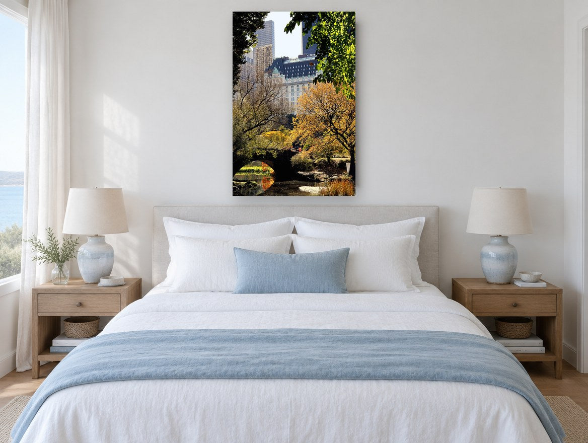 Autumn Beyond Gapstow city canvas print on the wall of a bedroom