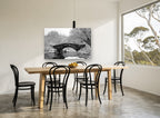 Snowbound Stone Arch city canvas print on the wall of a dining room