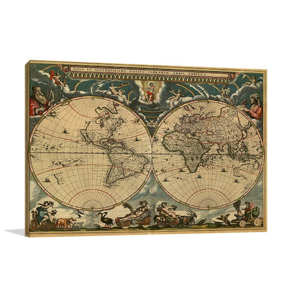World Vintage Map Wall Art Print