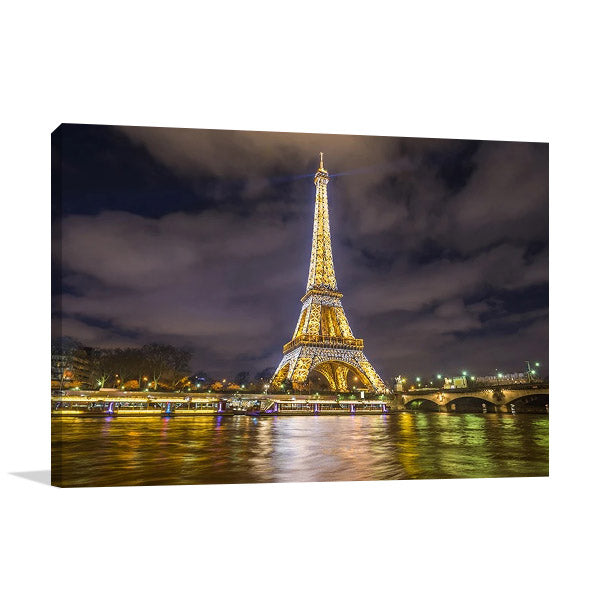 Eiffel Tower Night Lights Wall Art Print