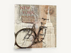 Bicycle Beneath the Empire State, vintage new york bicycle travel, stretched canvas wall art print ready to hang