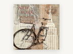 Bicycle Beneath the Empire State, vintage canvas wall art print, front view