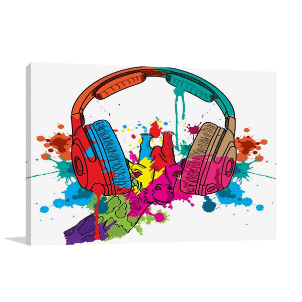 Musical Headphones Wall Art Print