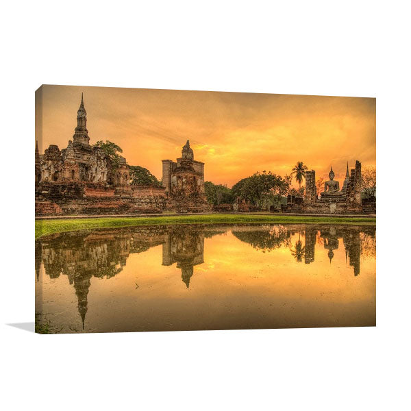 Buddhist Temple at Dusk Wall Art Print