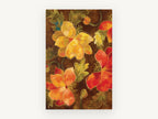 Golden Blooms on Brown, floral canvas wall art print, front view