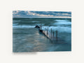 Storm Light Jetty, sunken jetty stormy sea photograph, coastal canvas wall art print ready to hang