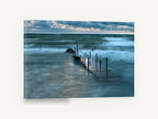 Storm Light Jetty, sunken jetty stormy sea photograph, coastal canvas wall art print ready to hang