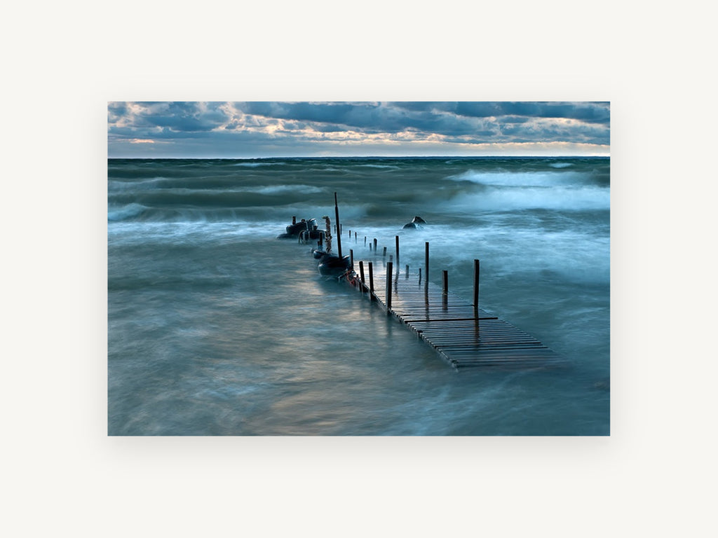 Storm Light Jetty, coastal canvas wall art print, front view