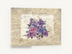 Le Jardin Lilac Postcard, lilac and rose vintage postcard floral, floral canvas wall art print ready to hang