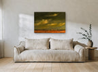 Farm Under Storm Light landscape canvas print on the wall of a living room