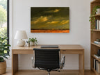 Farm Under Storm Light landscape canvas print on the wall of a study
