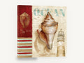 Shell and Lighthouse Collage, vintage seashell lighthouse nautical collage, coastal canvas wall art print ready to hang