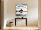 Twilight Sea Stack Shore coastal canvas print on the wall of a hallway