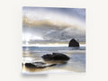 Silent Sea Stack, sea stack beach sunset photograph, coastal canvas wall art print ready to hang