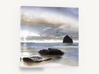 Silent Sea Stack, sea stack beach sunset photograph, coastal canvas wall art print ready to hang