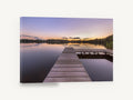 Lavender Dusk Jetty, timber jetty lake sunset photograph, landscape canvas wall art print ready to hang