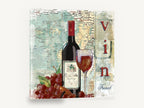 Vin French Wine Map, french wine bottle map still life, floral canvas wall art print ready to hang