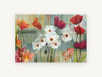 Weathered Wall Blooms, floral canvas wall art print, front view