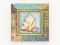 Shell Trio Patchwork, coastal canvas wall art print, front view