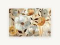 Amber and Silver Blooms, floral canvas wall art print, front view