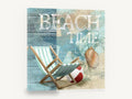 Seaside Deck Chair Collage, beach time deck chair shell, coastal canvas wall art print ready to hang
