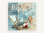 Seaside Deck Chair Collage, coastal canvas wall art print, front view