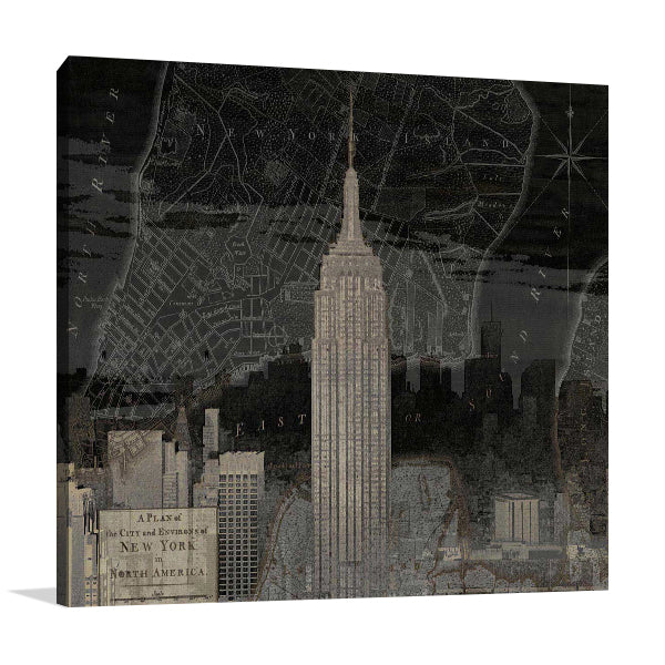 Vintage New York in Black I Wall Art Print