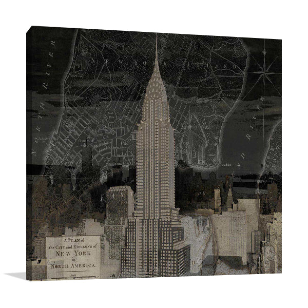Vintage New York in Black II Wall Art Print