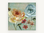 Blue Rose French Label, floral canvas wall art print, front view