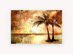 Amber Shore Palms, floral canvas wall art print, front view