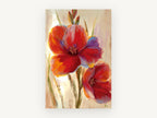 Scarlet Blooms at Dawn, floral canvas wall art print, front view