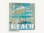 No Shoes Beach Sign, weathered wood beach typography sign, coastal canvas wall art print ready to hang