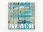 No Shoes Beach Sign, coastal canvas wall art print, front view