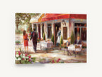 Sunlit Café Terrace, café terrace street scene painting, kitchen canvas wall art print ready to hang