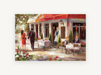 Sunlit Café Terrace, kitchen canvas wall art print, front view
