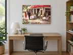 Sunlit Café Terrace kitchen canvas print on the wall of a study